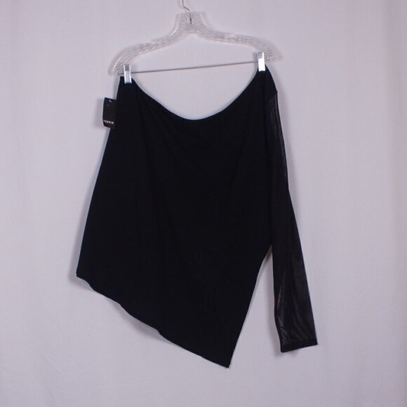 NWT TORRID One Shoulder Top Foxy and Mesh Black Size 4X - Picture 6 of 7